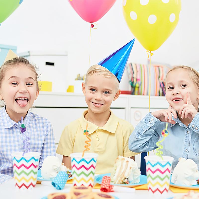24pcs Fruit Drinking Straws Multi-purpose Reusable Soft Flexible Easy To Clean Kids Party Supplies