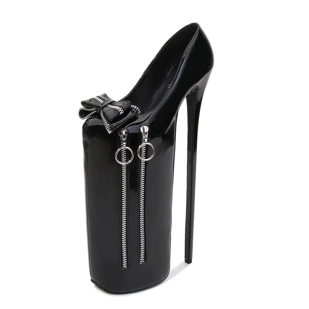 Fashion Sexy Metal 30cm Extreme High Heels Pumps Woman Platform Fashion Black Red Women Heeled Lady Big Size 46 Stripper Fetish Shoes