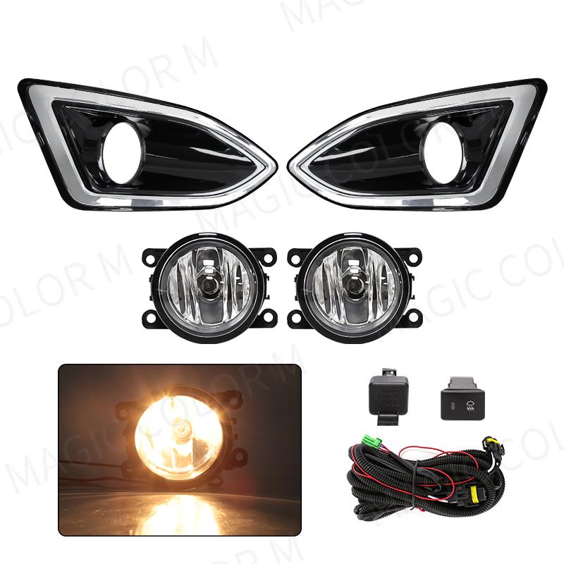 LED Fog Lamps For Ford Edge 2015 2016 2017 2018 DRL Daytime Running Lights Angel Eyes Halogen Auto Headlight Car Accessories 12V