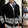 Men's Sweater Cardigan Zip Sweater Ribbed Cable Knit Regular Tops Knitted Plain Stand Collar Vacation Fashion Casual Daily Wear Clothing