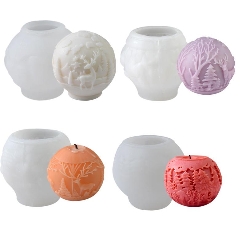 Christmas Ball-Shaped Silicone Candle Mold for DIY Aromatherapy & Plaster Decorations