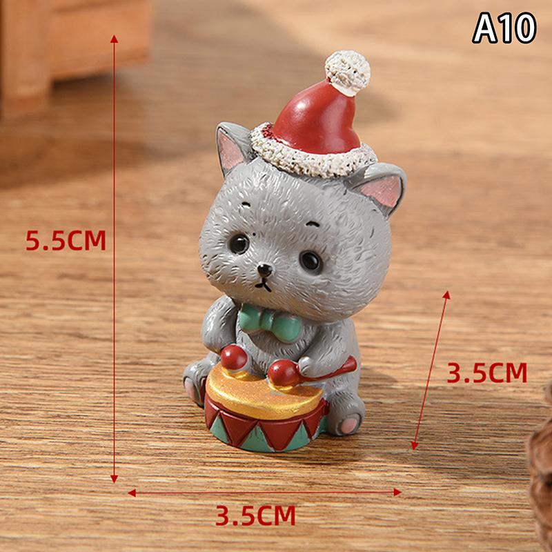 1Pc Resin Christmas Series Figurines Ornaments Creative Craft Animal Party Mini Christmas Tree Home Xmas Decor Supply Cute Gift