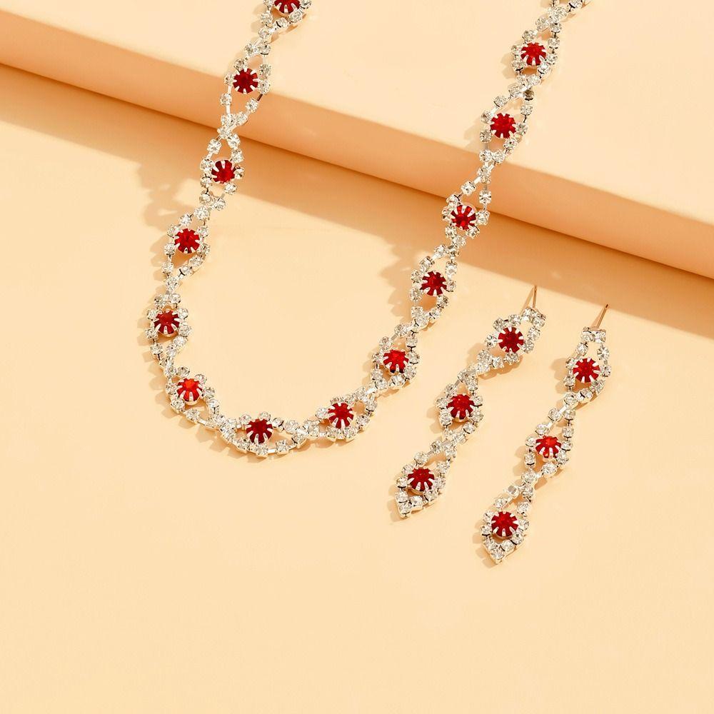 Браслет со стразами, серьги, блестящее ожерелье, свадебный комплект украшений из кристаллов, банкет