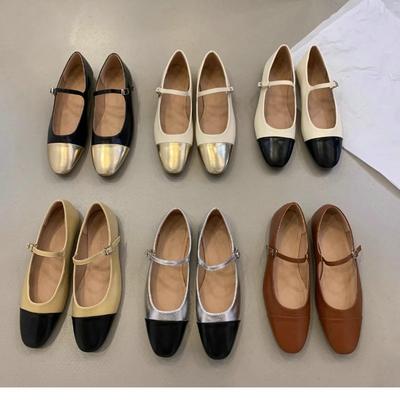 Модные французские золотые балетки для женской коллекции 2025 года, новые весенне-осенние серебристые туфли Мэри Джейн, женские туфли-лодочки, женские туфли больших размеров 42 43 44