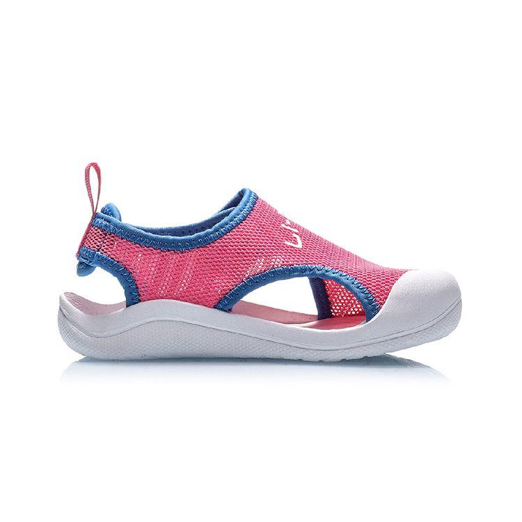 Li Ning Kids повседневные удобные нескользящие прочные сандалии детские сандалии Morning-Light-Pink YKKQ018-2