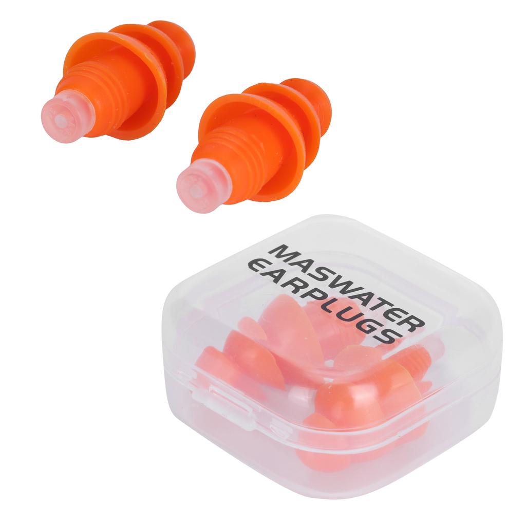 Многоразовые беруши Водонепроницаемые силиконовые беруши Шумоподавление для плавания и сна(Оранжевая коробка )