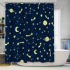 Starry Night Space Shower Curtain Constellation Pattern Print Bathroom Decor Waterproof Fabric for Bathtub Size 180x240cm (Blue)