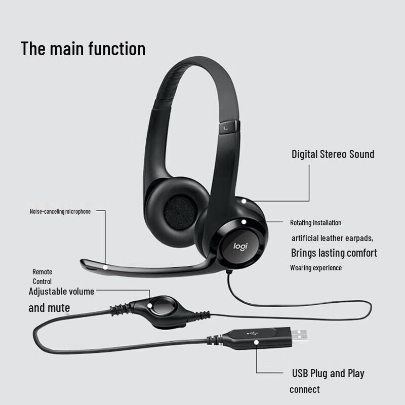 Стерео проводная USB-гарнитура Logitech H390