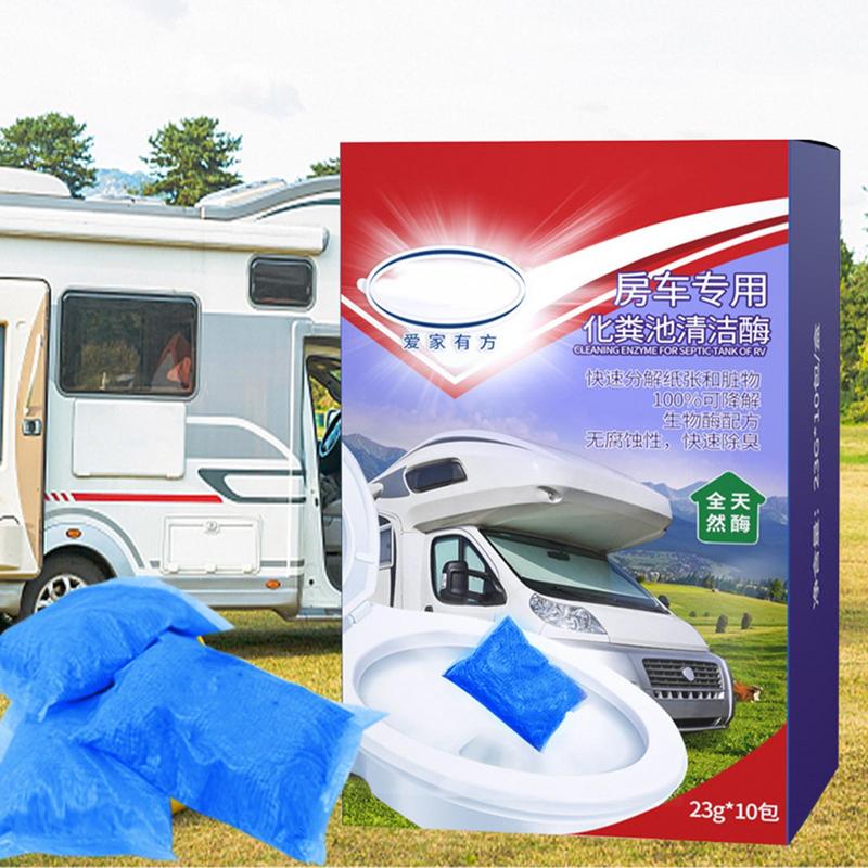 Портативный 10шт черный бак для автофургона, разлагающий фекальные отходы, средство против засорения туалета автофургона, чистящие средства для автомобиля автофургона