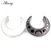 Alisouy 2PCS Stainless Steel Shell Moon Round Saddle Ear Tunnel Plugs Expander Stretcher Gauges Earrings Piercing Body Jewelry