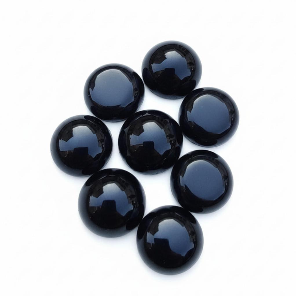 Круглые кабошоны из черного оникса: Драгоценные камни для изготовления ювелирных изделий