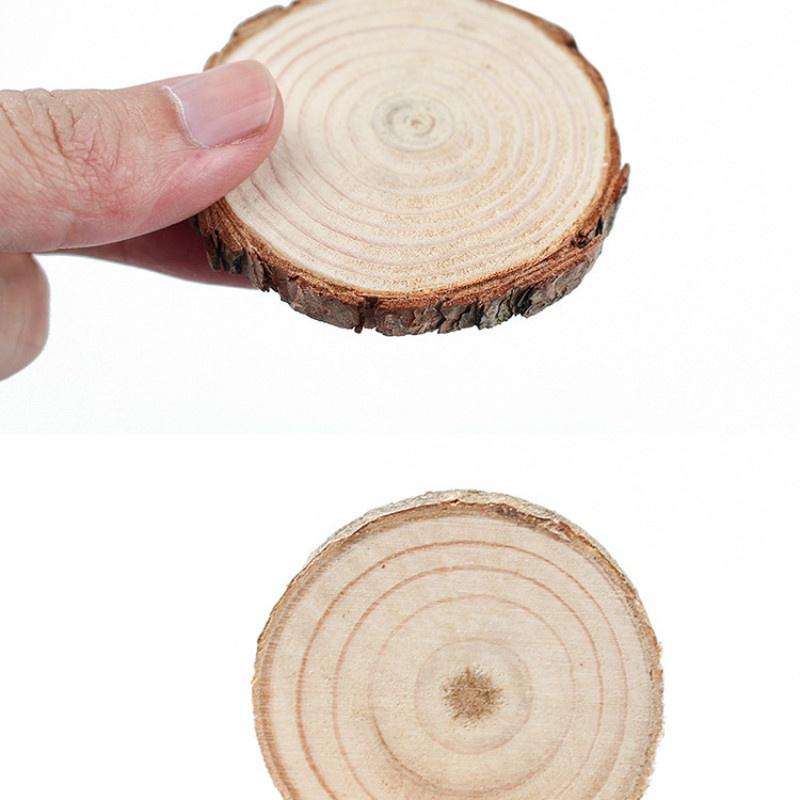 10 шт., круглые необработанные ломтики дерева из натуральной сосны, круги с корой дерева, бревна, диски, сделай сам, поделки, картина для свадебной вечеринки