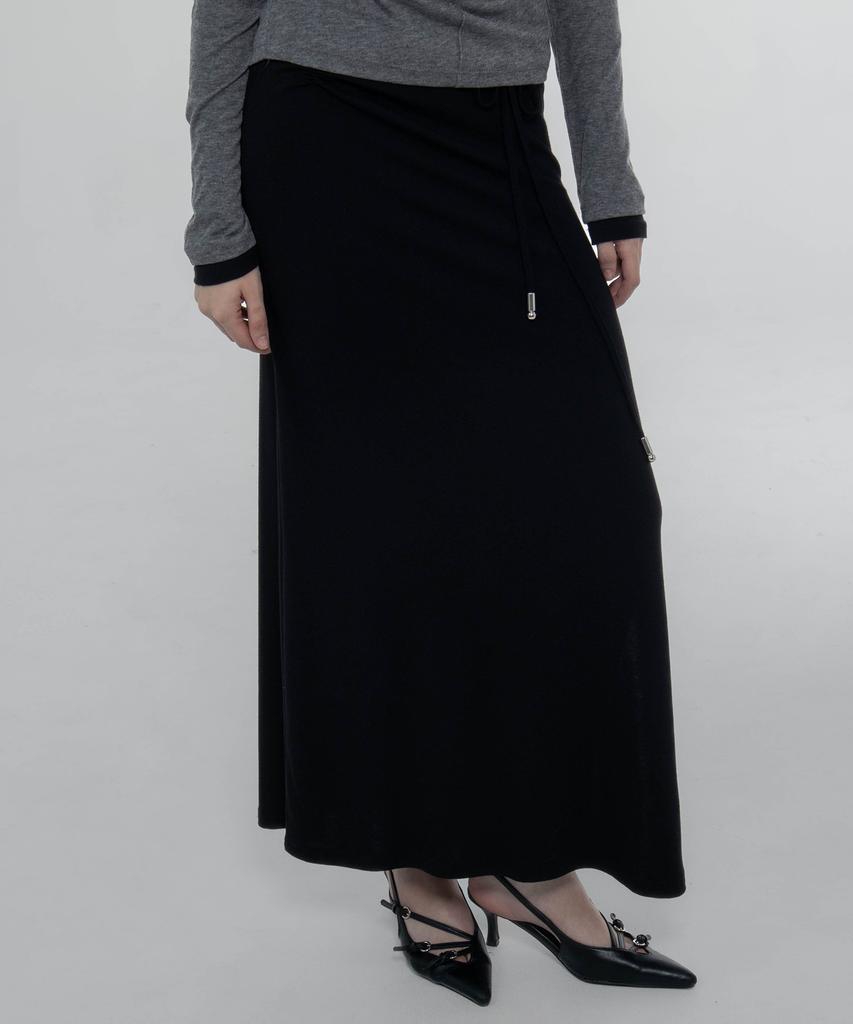 Chix Metal Tip Strap Drape Maxi Skirt Black