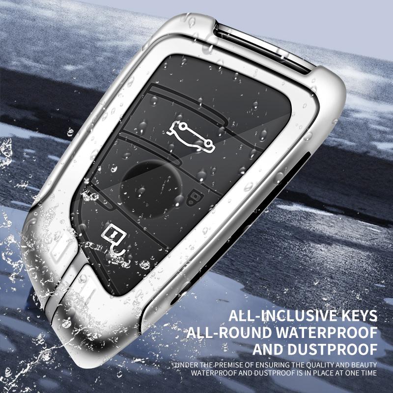 Alloy Leather Car Key Case Cover Protection Shell Fob For BMW X1 X3 X5 X6 X7 3 5 6 7 Series G20 G30 G11 F15 F16 G02 F48 F20 G05 pdzp71