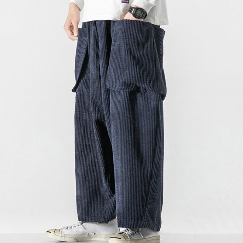 Осень-зима Новые вельветовые повседневные брюки мужские однотонные свободные широкие брюки прямые шаровары уличные спортивные брюки большого размера