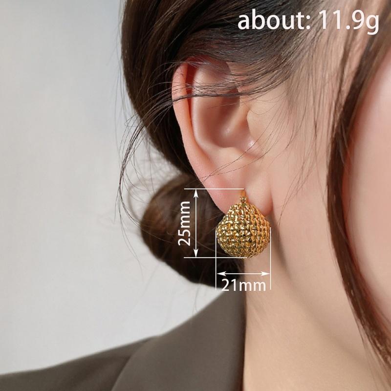 Gold Color Waven Basket Hoop Earrings for Women Luxury Wedding Engagement Trendy Party Charming Metal Accessories Jewelry
