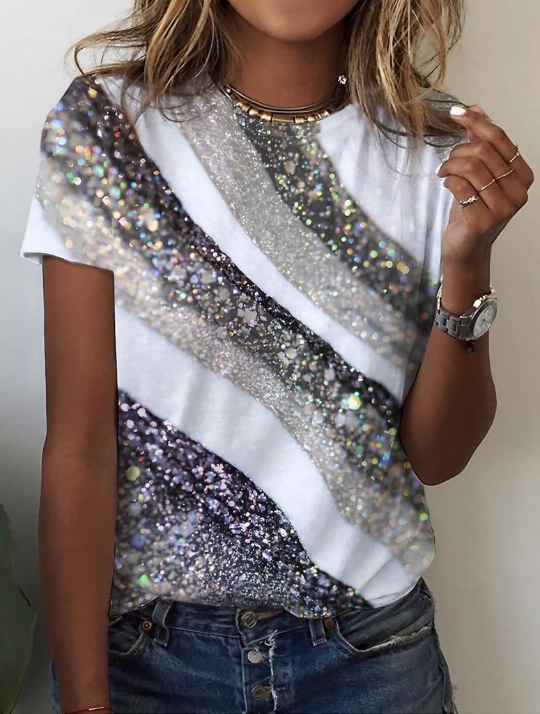 Summer Women's T Shirt Flower Texture 3D Print Floral Graphics Tees Casual Short Sleeve Tops Fashion O-Neck T-Shirt for Women