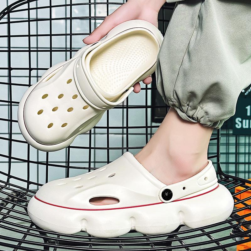 36~45 женские мужские толстые сандалии 2024 летние легкие повседневные туфли из ЭВА с отверстиями для влюбленных домашних садовых и пляжных тапочек на плоской подошве