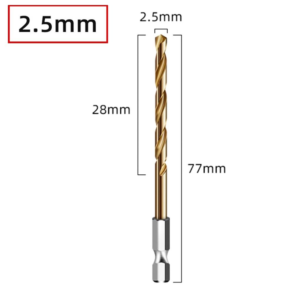 Электроинструмент Набор сверл с шестигранным хвостовиком 1/4 из стали с титановым покрытием Спиральное сверло Быстрорежущая сталь Шестигранный хвостовик
