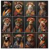 Retro Animal Portraits Lion Tiger Fox Flower Art Posters Prints Canvas Painting Wall Art Picture Living Room Home Decor