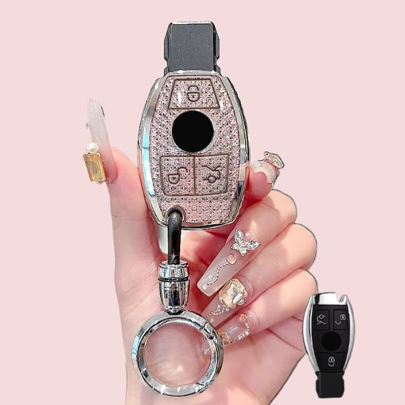 Fashion Diamonds TPU for Mercedes Benz W205 W212 W211 W204 W222 W463 CLA GLC GLK W203 GLK300 CLS SLK Car Key Case Cover Keychain
