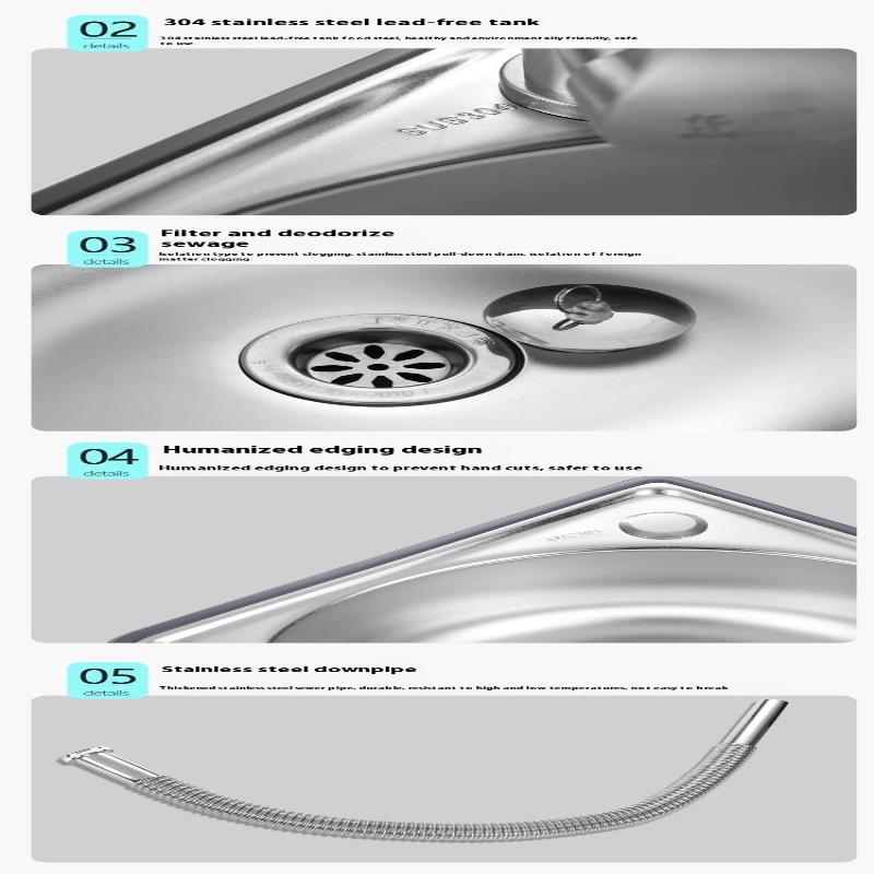 Kitchen Sink Bathroom Basins Vegetable Motorhome Steel Bar Small Single Drop Bowl Corner Tub