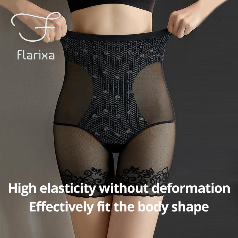 Flarixa Брюки с высокой талией для женщин, ультратонкие трусики с контролем живота, сетчатые шорты для похудения живота, трусы, защитные брюки