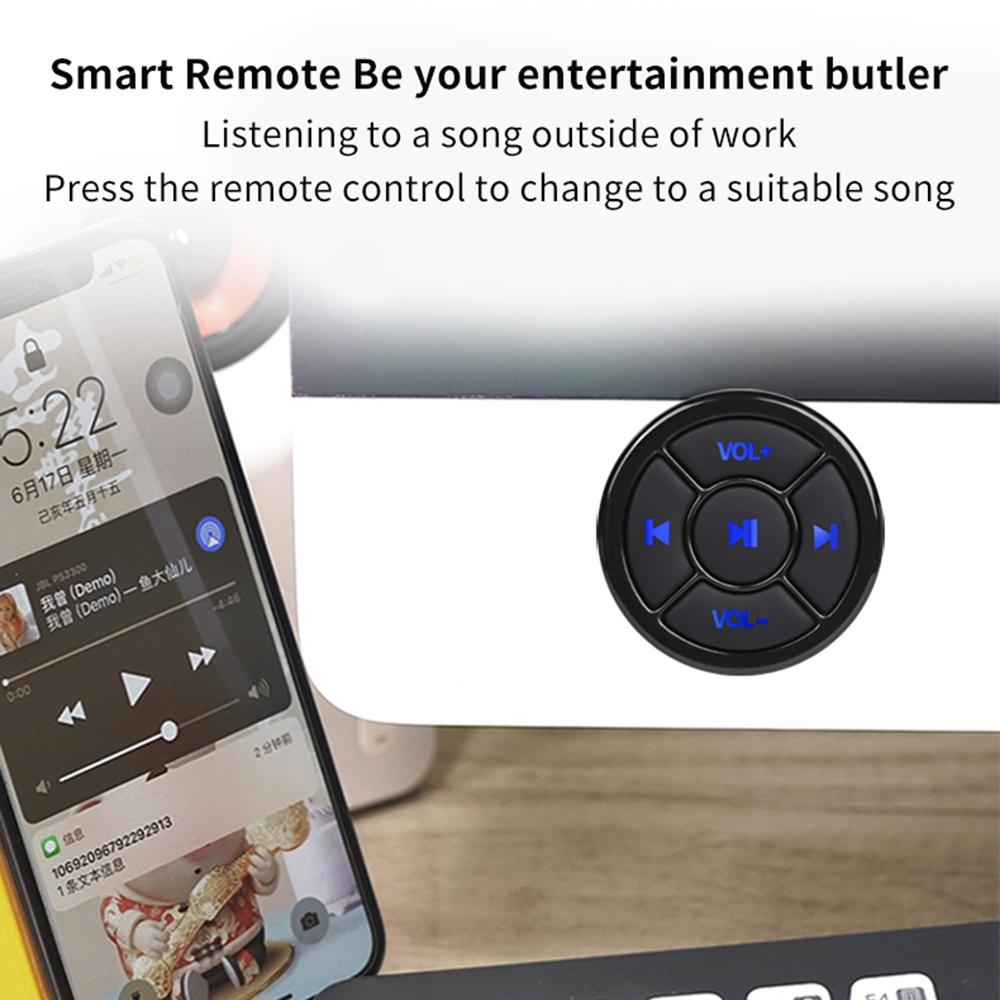 Car Wireless Bluetooth Media Button Remote Controller Car Steering Wheel Remote Control Motorcycle Bike Handlebar MP3 Music Play For IOS Android Phone
