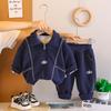 Комплект из 2 предметов с длинным рукавом для мальчиков, детский повседневный спортивный костюм с лацканами для детей 0-5 лет, Одежда высокого качества