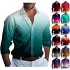 Men's Summer New Loose Print Long Sleeve Shirt Cardigan Beach Shirt