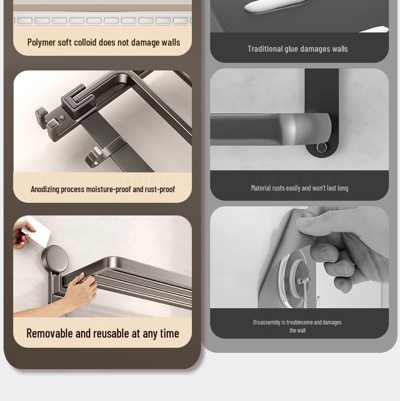 Прочная настенная двойная вешалка для полотенец на присосках без сверления для ванных комнат