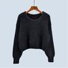Round Neck Loose Short Long Sleeve Idle Style Imitated Mink Fluff Knitting Sweater Pullover Autumn Women Top
