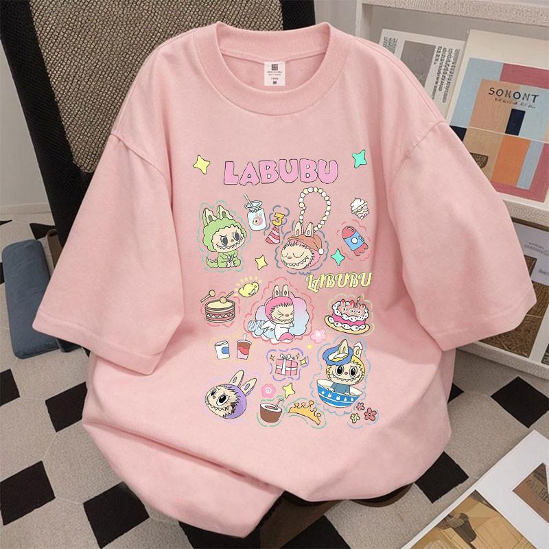 LABUBU летняя свободная блузка унисекс с короткими рукавами, модная и трендовая