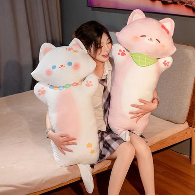 Мультяшный Милый Кот Длинная Подушка Плюшевая Игрушка Кукла Кукла Кошка Домашняя Подушка для Дивана Тряпичная Кукла