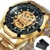 WINNER Classic Military Automatic Watch for Men Luminous Dial Sports Skull Skeleton Mechanical Watches Luxury Steel Band Clock