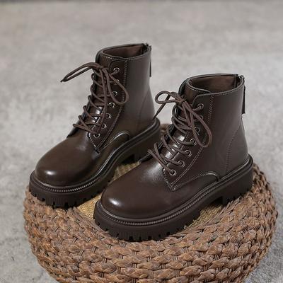 Короткие ботинки в британском стиле, универсальные, на толстой подошве, для осени и зимы, короткие ботинки для мотоциклистов, одинарные ботинки для женщин