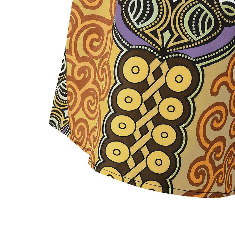 Женские платья большого размера с длинным рукавом и принтом на лацканах