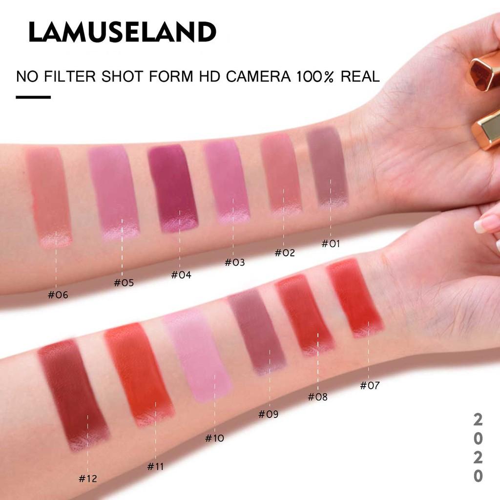 LAMUSELAND 12 Colors Cute Mini Velvet Moisture Lip Gloss Nutritious Liquid Lipstick 3.5g
