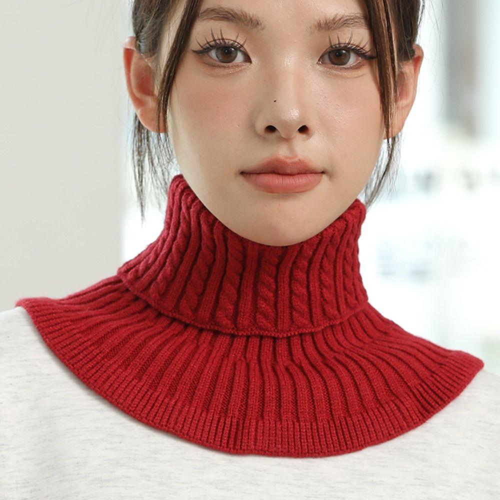 Solid Color Wraps Knitted Bib Warm Scarf Wool Scarf Simple Turtleneck Fake Collar  Autumn Winter