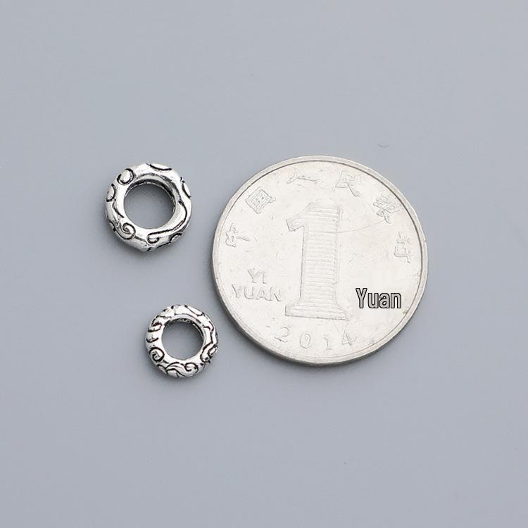 Браслет из стерлингового серебра 925 пробы в стиле ретро с оксидированным покрытием и бусинами с узором благоприятных облаков