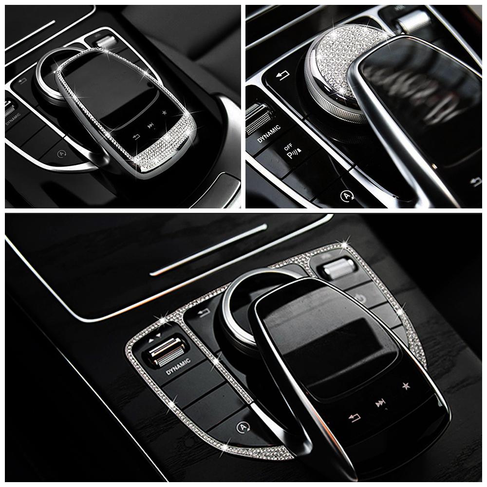 For Mercedes Benz E Class W213 2016- Central Console Mouse Adjust Button Switch Refit Artificial Crystal Diamond Decal