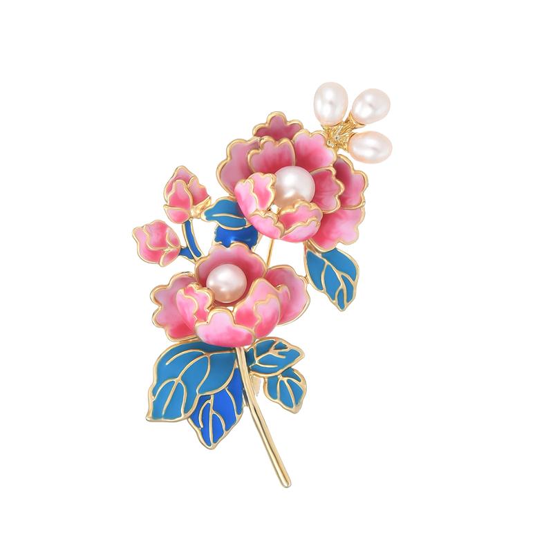 Exquisite Temperament Peony Flower Pearl Brooches For Women Girls Light Luxury Elegant Corsage Clothing Accessories Gifts
