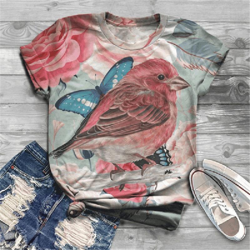 Summer Fashion Cute Birds 3D Print T-shirts Women Streetwear Casual Harajuku Short Sleeve T Shirt O-neck Kids Tees Tops Clothing