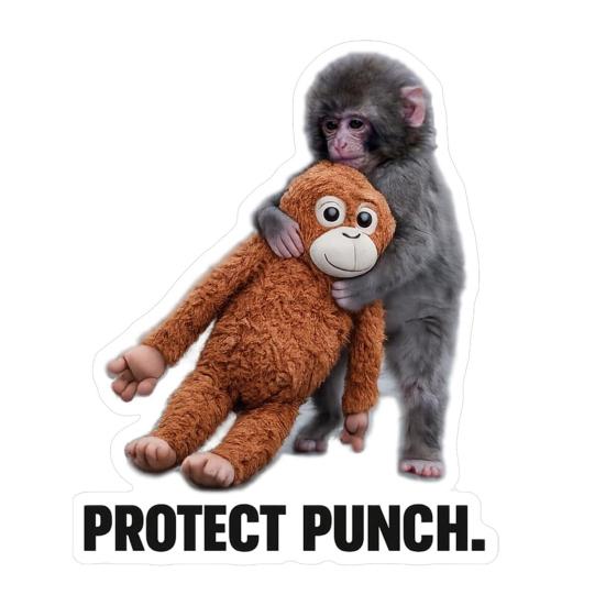 Защитные наклейки 'Punch The Monkey' для автомобиля, ноутбука. Милая обезьянка, держащая плюшевую игрушку. Виниловые наклейки. Легко наклеивать/снимать. Веселый декор для детской комнаты