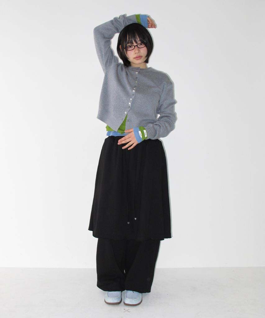 RONRON Layered Skirt Sweat Pants Black