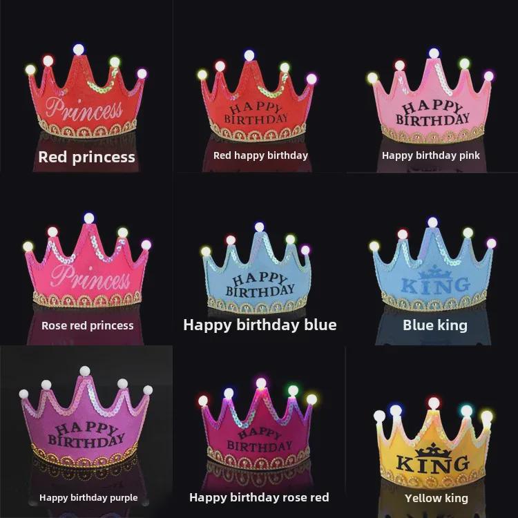 Светодиодная мигающая корона на день рождения для детей – светящийся аксессуар для вечеринки