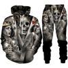 Personality Gothic Skull 3D Print Hoodie Pants Set Men/Women Funny Halloween Streetwear Clothing Suit Hip Hop 2 Pieces Tracksuit