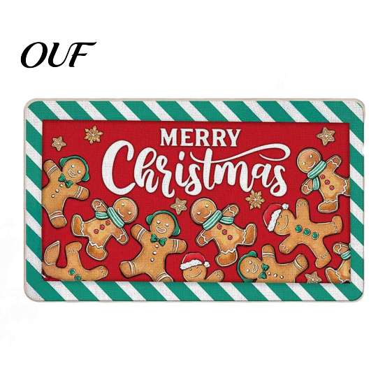 Winter Home Decor Entry Mat Christmas Door Mat, Festive Entrance Rug, 35" x 24" Non-Slip Washable Indoor Floor Welcome Water Absorbent Rug for Kitchen
