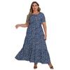 Summer Women's Dress Plus Size Short Sleeve Round Neck Bohemian Beach Dresses