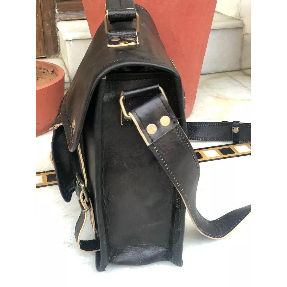 Men's Leather Original Vintage Messenger S Laptop Briefcase Black Briefcase